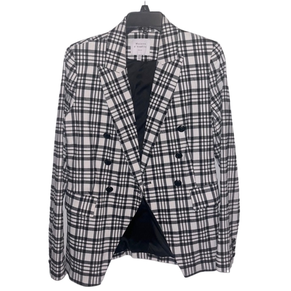 Maison d’Amelie B&W Plaid Blazer